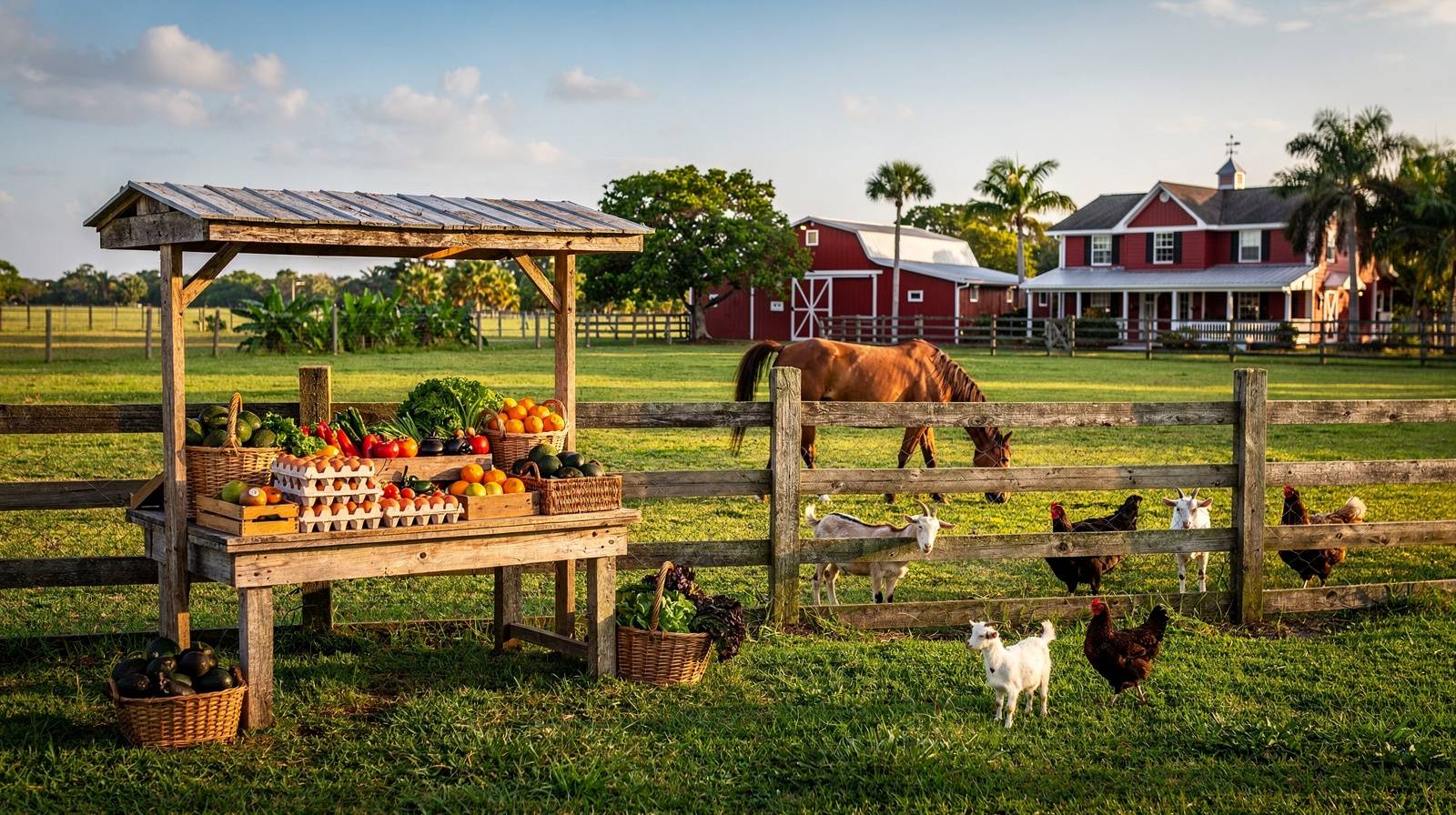 Marando Farms Southwest Ranches — working farm with fresh produce market, grass-fed meats, farm animals, and weekend family activities