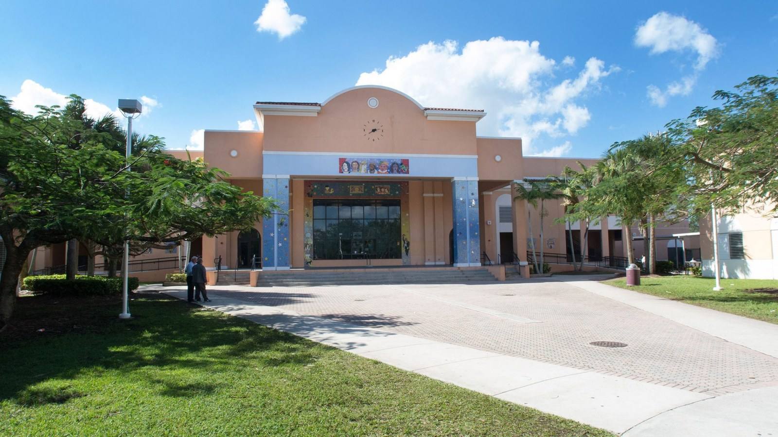 Auditorium interior at Susan B. Katz Theater with illuminated stage in Pembroke Pines, Florida
