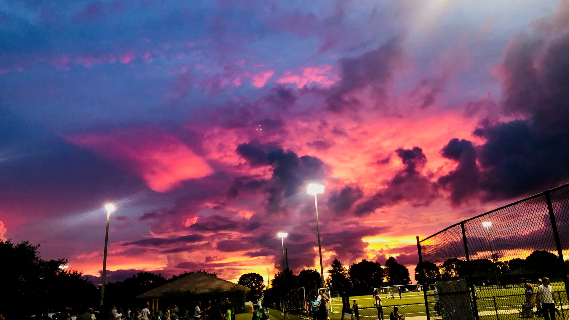 Golden hour over a lush Pembroke Pines park